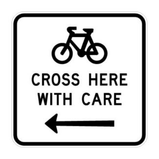 Bicycles Cross Here With Care Left (Regulatory)