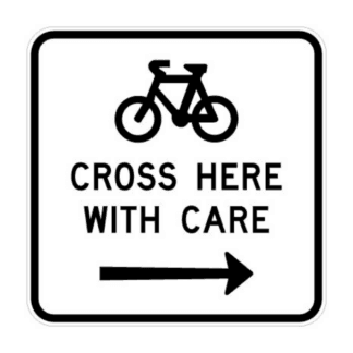 Bicycles Cross Here With Care Right (Regulatory)