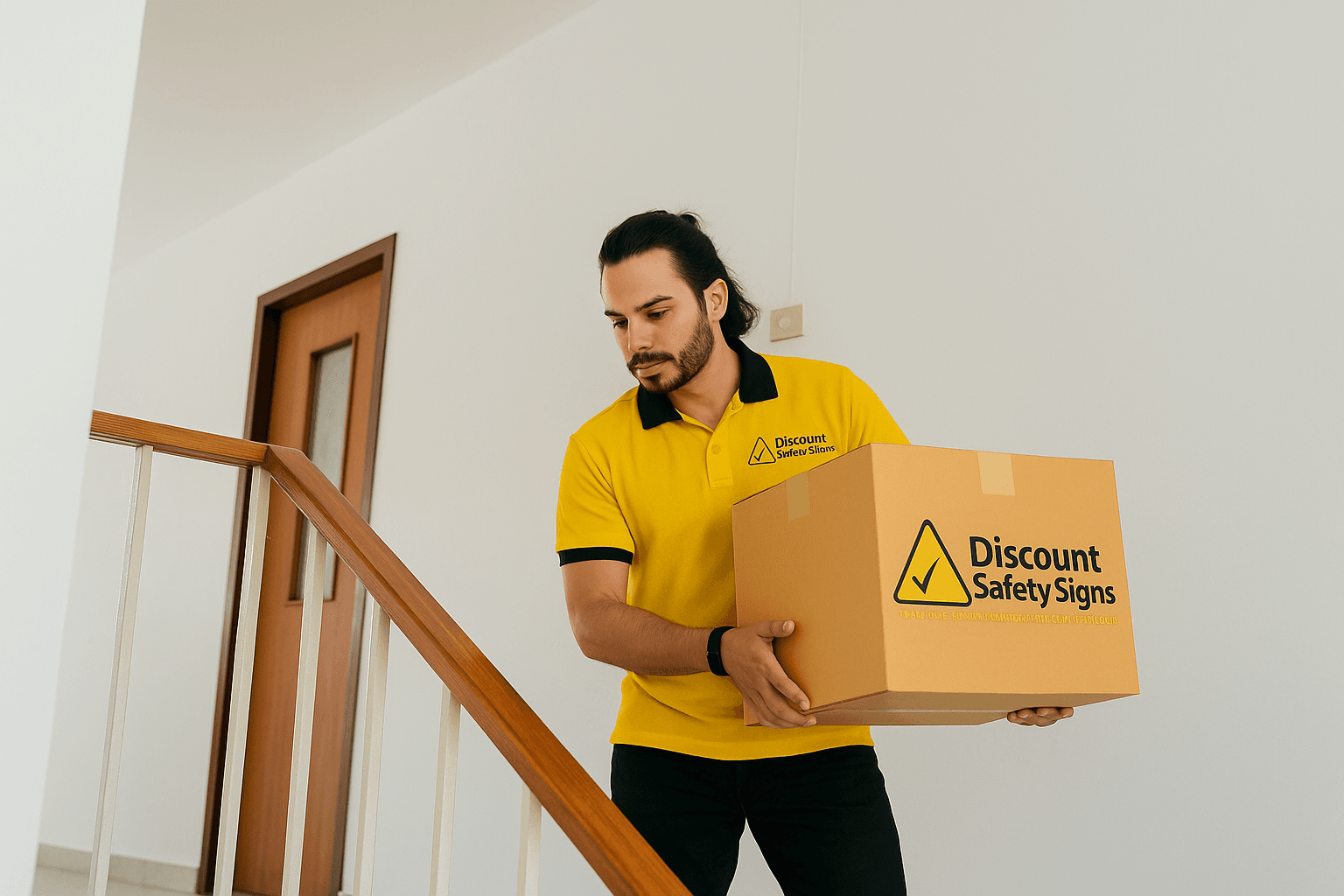 Courier loading parcels into a delivery vehicle
