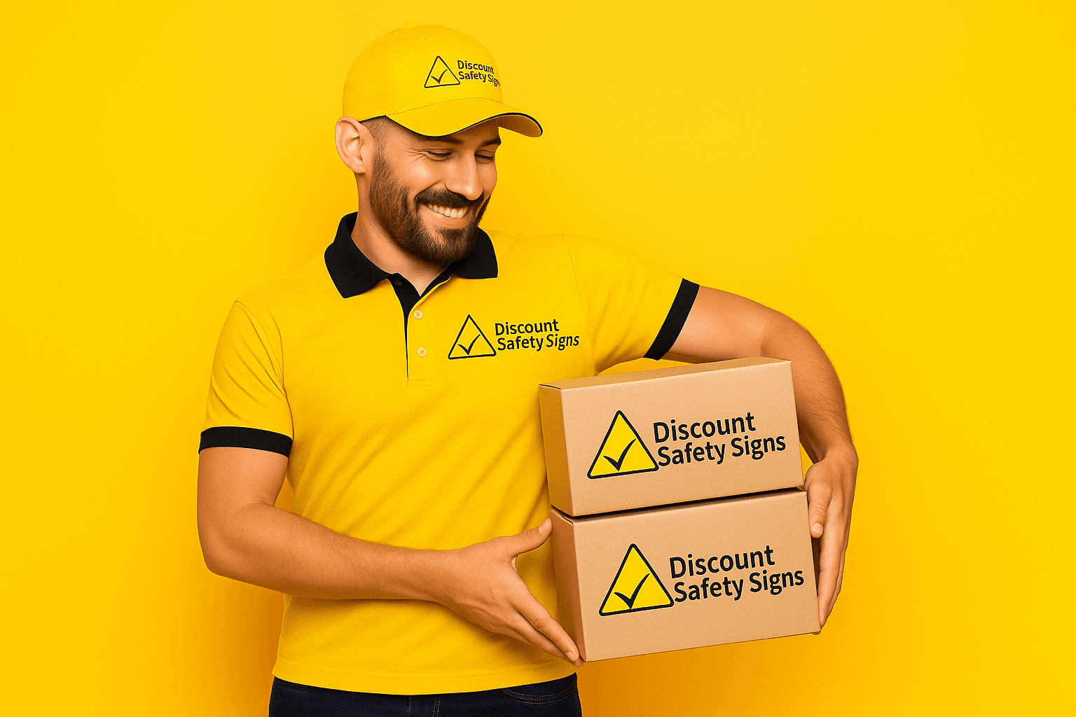 Courier loading parcels into a delivery vehicle